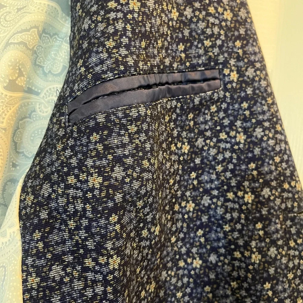Tallia Blue Sport Coat Floral Paisley Blazer Jacket Blend Modern Mens Sz S